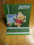 Aufstellkarte Mini - Fussball Teddy