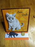 Aufstellkarte Mini - Liebe Grüsse Katze weiss