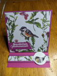 Aufstellkarte Mini - Herzlichen Glückwunsch Vogel Pink