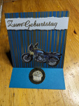 Aufstellkarte Mini - Zum Geburtstag Motorrad